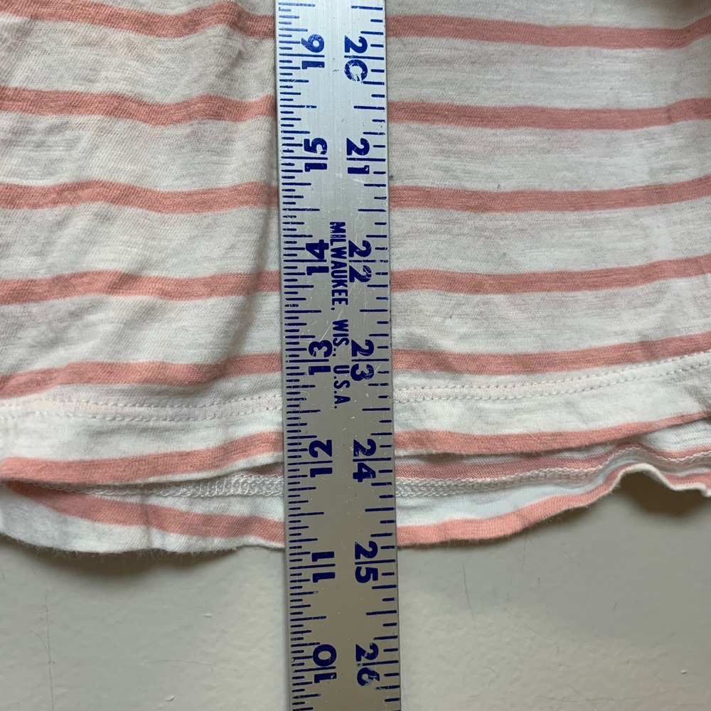 Madewell T-Shirt Womens XL Pink White Excellent Striped Ringer Cotton Tee 13617 - Picture 4 of 7